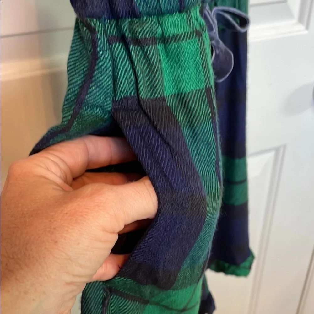 Aerie Green and Blue Plaid Romper Pajama Set